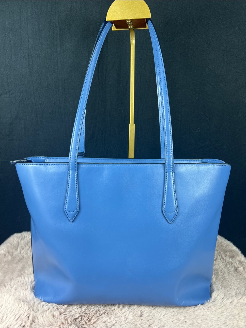 Kate Spade Breanna Smooth Leather Tote Cornflower Blue Large Shoulder Bag | COA - Picture 3 of 13